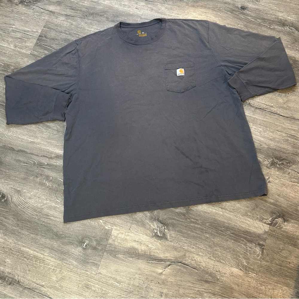 Thrashed Distressed Carhartt Work Shirt Mens 3XL Faded Gray Grunge Look